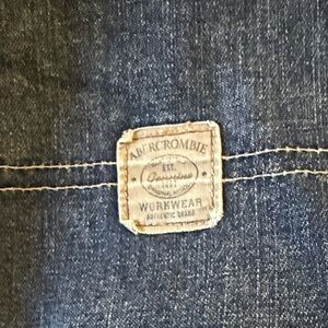 Abercrombie & Fitch Women's Dark Blue Denim Jeans - Workwear Patch Detail